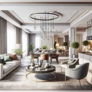 Aranżacja Salonu Z Jadalnią I Kuchnią