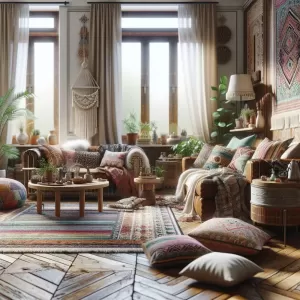 Aranżację Salonu W Stylu Boho