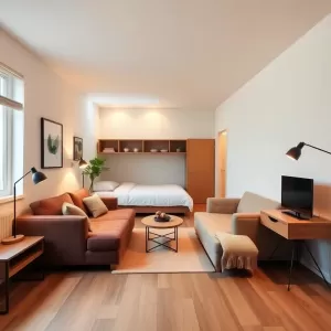 Mały salon z sypialnią