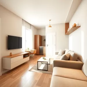 Salon z aneksem 18m2 projekt