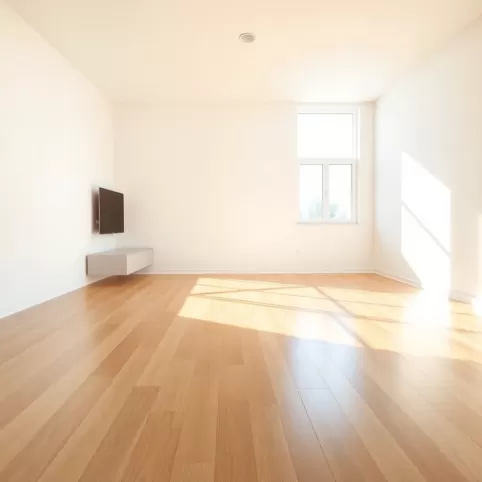Salon z drewnianą podłogą