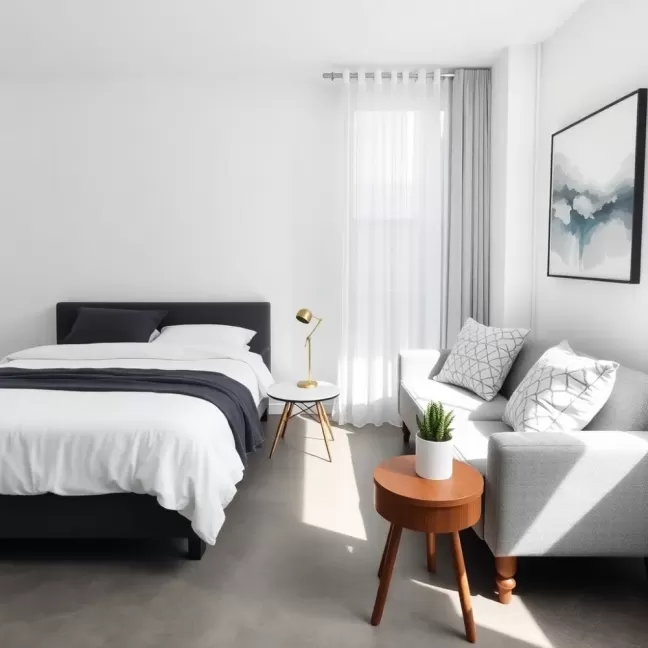 Sypialnią i salon w jednym aranżację