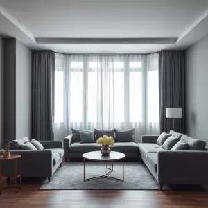 Szary salon jakie zasłony