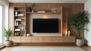 zabudowa ściany w salonie