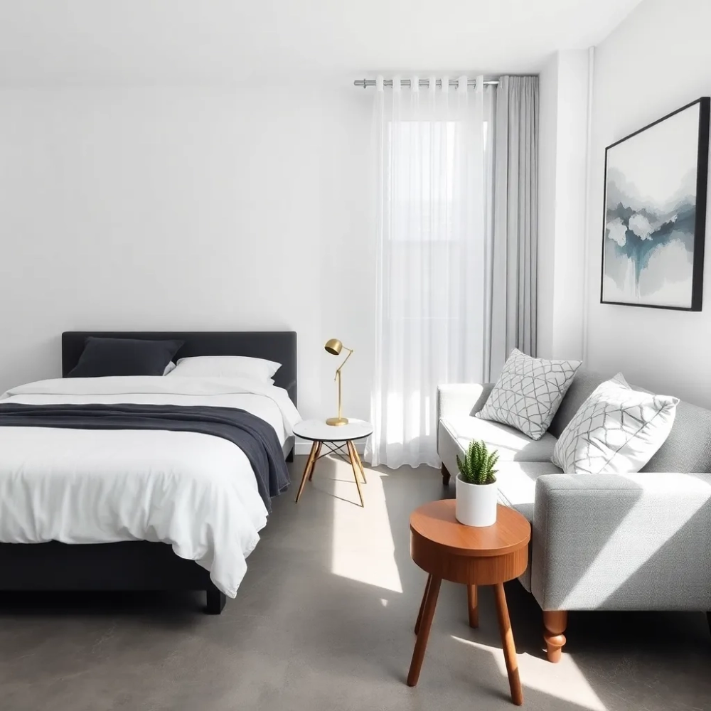 Sypialnią i salon w jednym aranżację