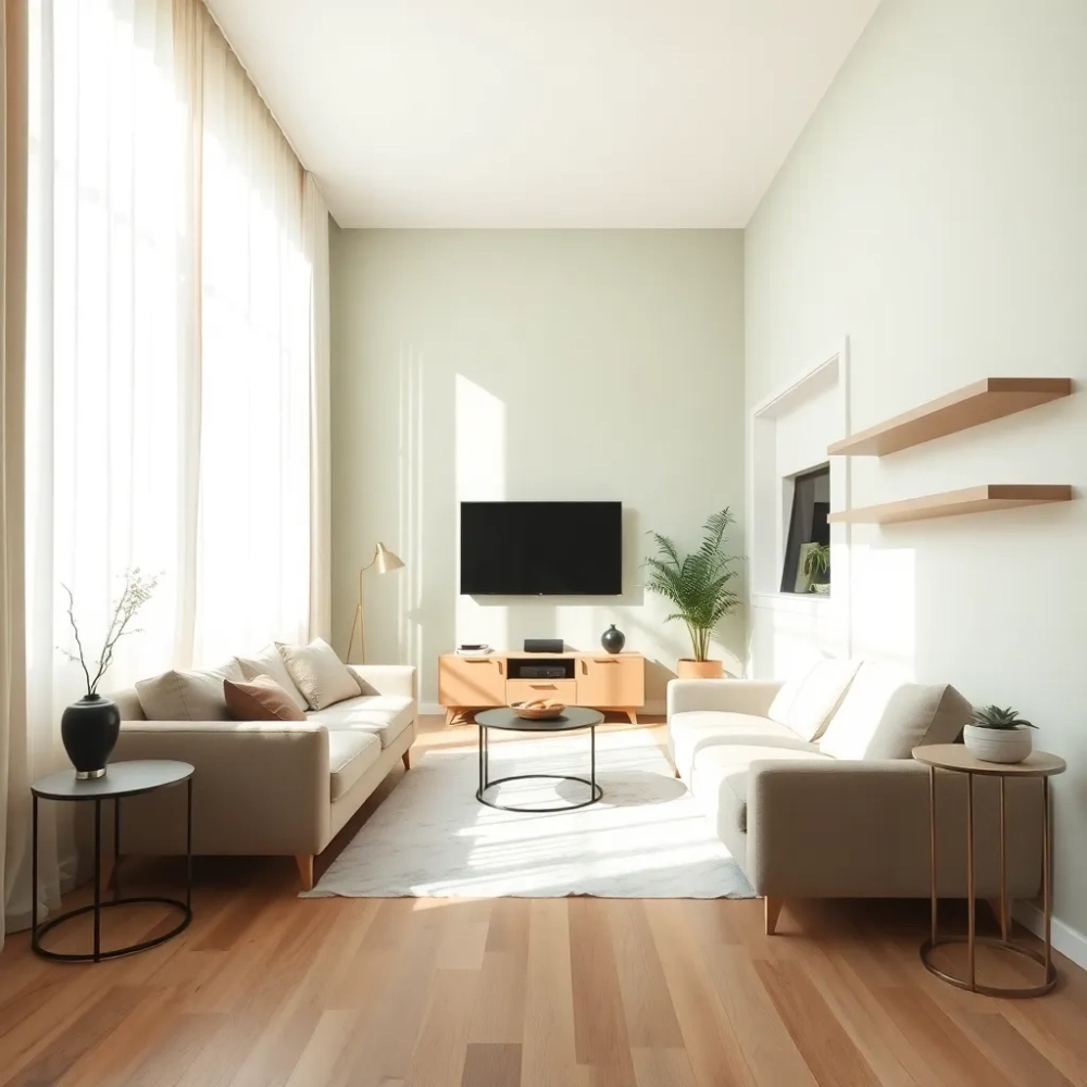 wąski salon inspiracje