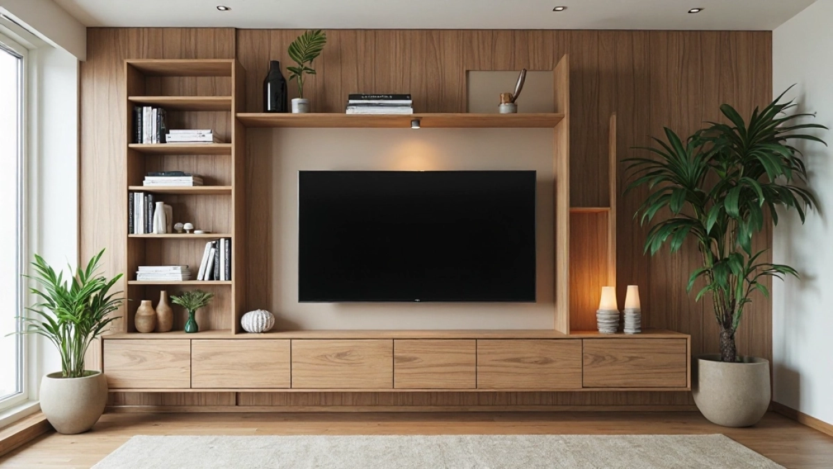 zabudowa ściany w salonie