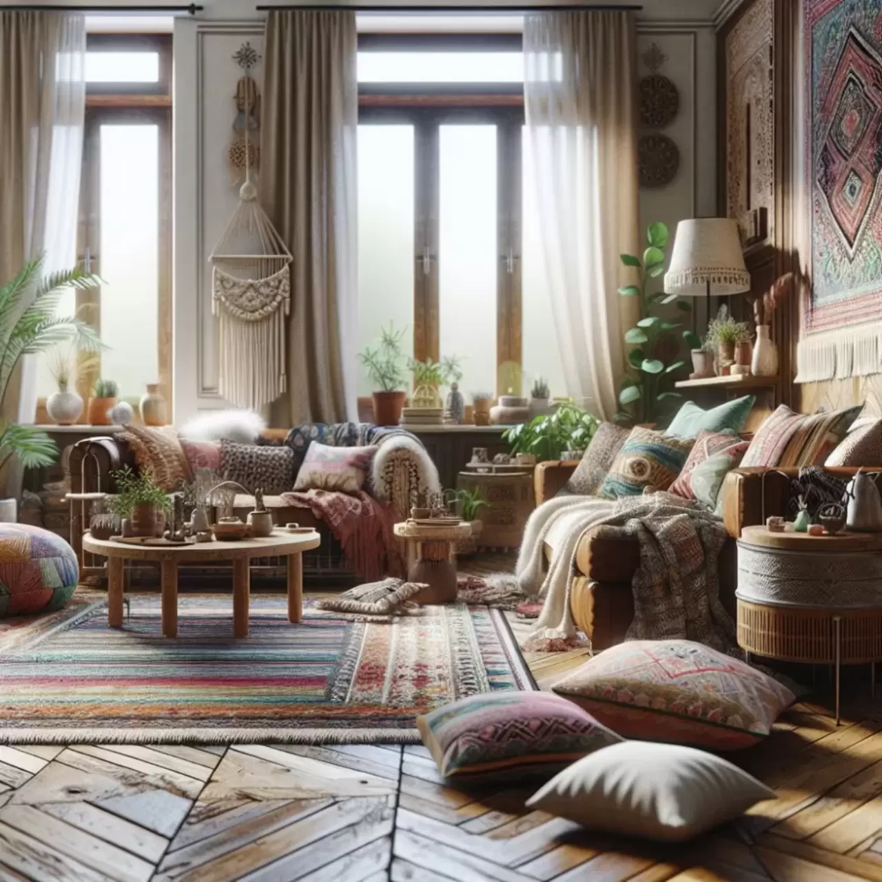 Aranżację Salonu W Stylu Boho