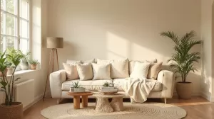 Beżowe ściany w salonie