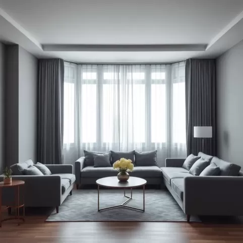Szary salon jakie zasłony